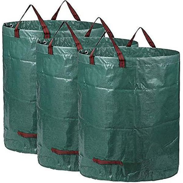 Hageposer 3x300l, Slitasje- og Vanntett Hage-Avfallsposer, Store Poser Med Håndtak, Sammenleggbare Og Gjenbrukbare