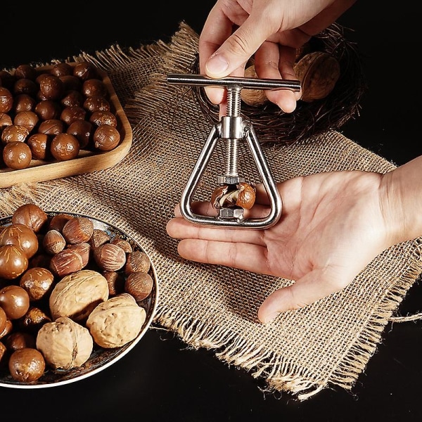 Nøddeknuser Sort Nøddeknuser Rustfrit Stål Nøddeknuser Værktøj Til Alle Nødder, Sort Valnød, Macadamia, Hasselnød, Paranød, Mandel, Pecan, W