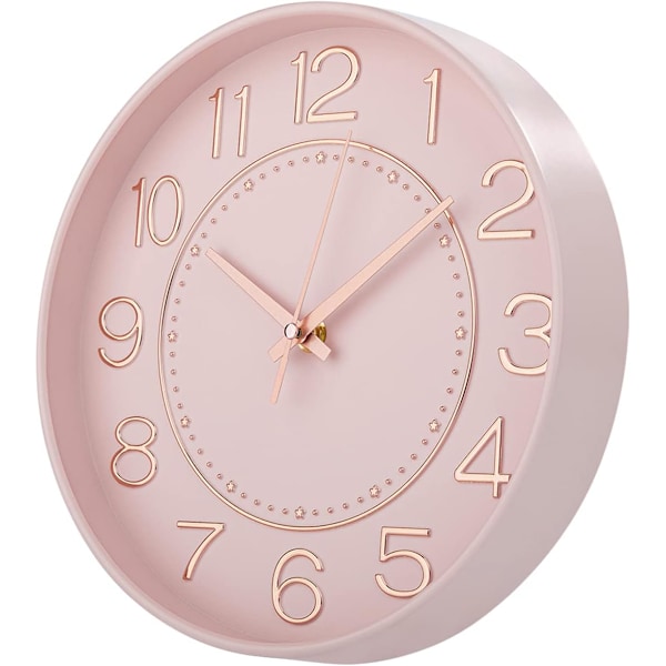 10 tommer Lille Vægur Batteridrevet, Lydløs Ingen Tikkende Ur til Væggen, Moderne Kvarts Vægur til Stue Soveværelse Køkken Kontor S 10inchpink & Rosegold 1 pack 10 inch
