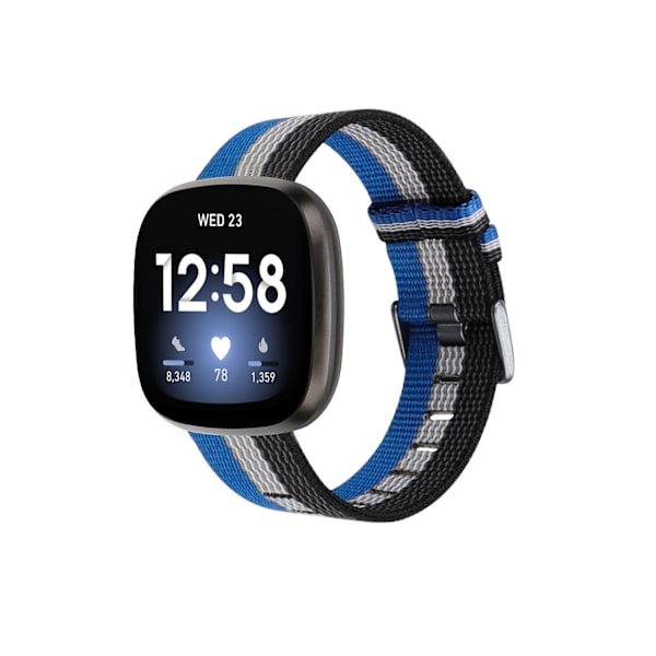 Justerbart flätat elastiskt armband för Fitbit Versa 3 Canvas vävd rem