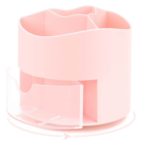 Pyörivä Kynäpidike 4 Lokerolla, Työpöydän Järjestäjä Meikkisiveltimille, Kotiin ja Toimistoon, Vaaleanpunainen pink