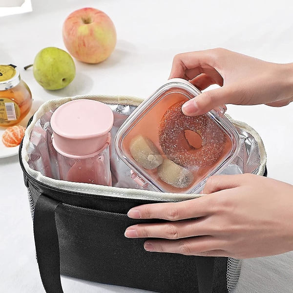 6l Tykkelse Sort Genanvendelig Isoleret Frokostpose Til Studerende, Rejse Picnic (lille, Sort) (yu-b)