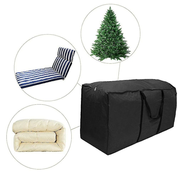 Stor Opbevaringspose til Havemøbelpuder Vandafvisende Sort 122CM*39CM*55CM