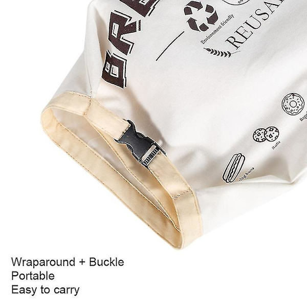 Bomulls-Tpu Brødpose Gjenbrukbar Oppbevaringspose Med Spenne (Beige)