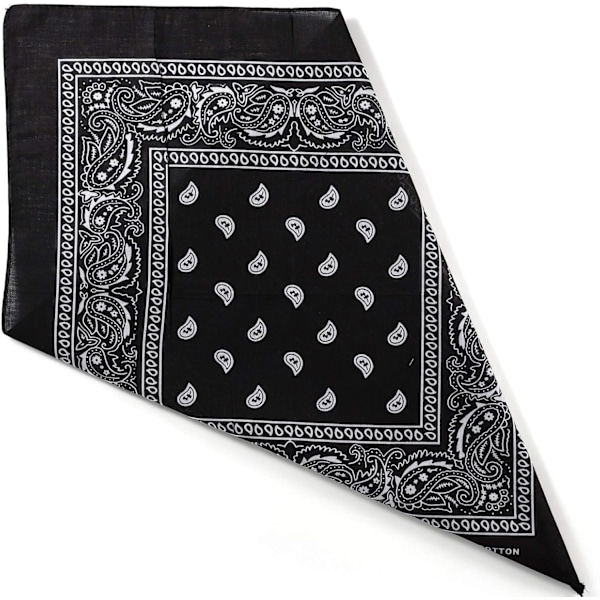 Paisley Bandana - Pääpanta, huivi, nenäliina, cowboy-puuvillainen liivi, juhla-kasvosuojus, päähine moottoripyöräilyyn, miehille, naisille, unisex Black