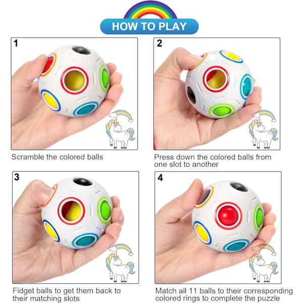 Magic Rainbow Puslesfære - Fidget Bold 10D Puslespil Hjernepuslespil Legetøj til Drenge - Fødselsdagsfest Påske Julegave Strømper Fyld Legetøj til Børn Cream