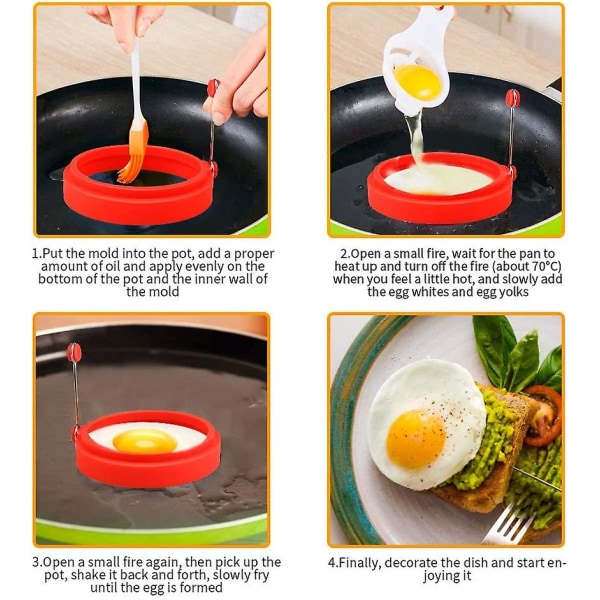 Stekt eggform for stekepanne Eggringer Silikonpannekakepanne Rund omelettform for koking av egg (oransje sirkel)