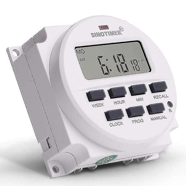 Sinotimer 15.98 tuuman LCD-digitaalinen ajastin 12V DC 7 päivää ohjelmoitava aikakytkimen TM618N