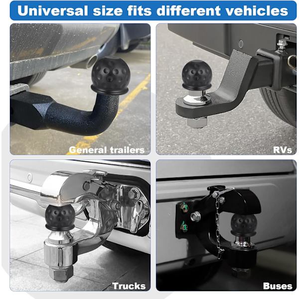 Dragkulsöverdrag, 4 st Mjuka Gummikåpor för Dragstång, Slitstarkt, Universal Trailer Hitch-Kulsöverdrag, Kulsäkerhetslock för 50 mm Dragkullar