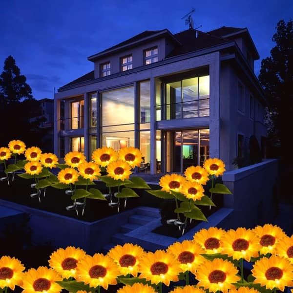Solcellelys Utendørs Hageblomster, 2x5 Sterkere Solcellelys, Solcelleblomster Hagepynt Vanntett, Solcellelys for H Yellow
