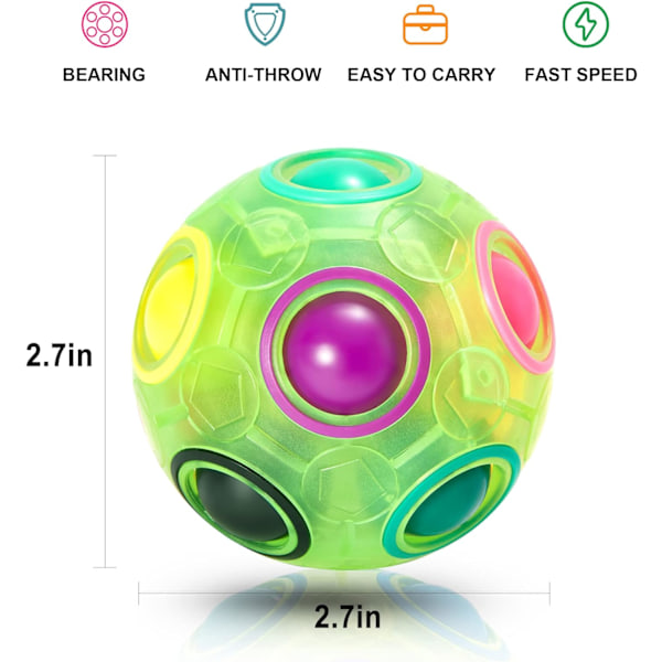 Magisk Regnbågs Pusselkula - Fidgetboll 3D Pusselspel Hjärngåta Leksak för Pojkar - Födelsedagsfest Påsk Jul Strumpfyllnad Present Leksak för Barn Green
