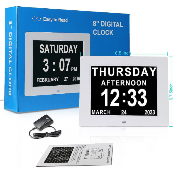 Demensklocka alzheimers klocka & stor digital kalenderklocka för seniorer,klocka med dag och datum f