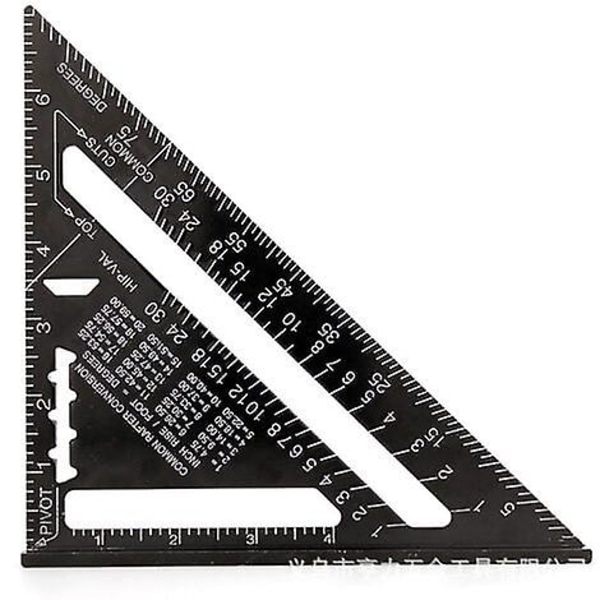 17cm Triangel Protractor Aluminiumlegering Firkant Snekker Triangel Metrisk Profesjonell Snekker Vinkel Linjal Blacak