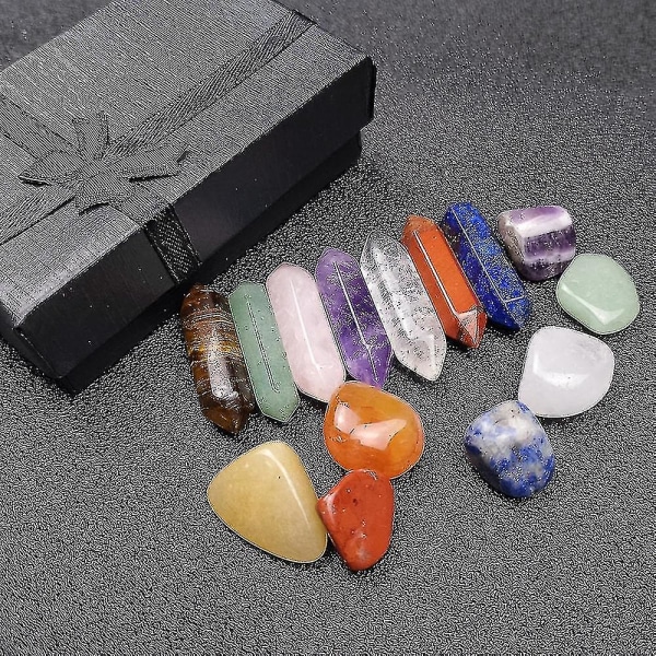 7 Chakra Healing Crystal Stone Set Reiki Meditation Stone Yoga Amulet Med Gaveeske