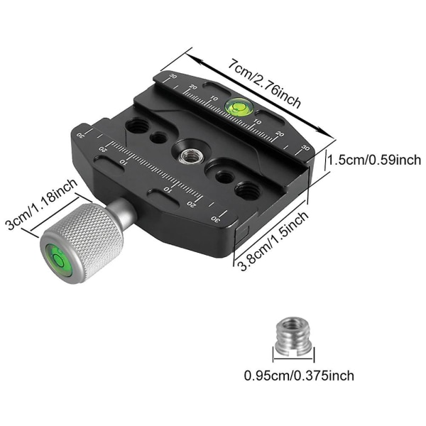 70mm Stativ Hurtigutløser Plate i Aluminium, Bærbar Justerbar Qr Lang Plateklemme