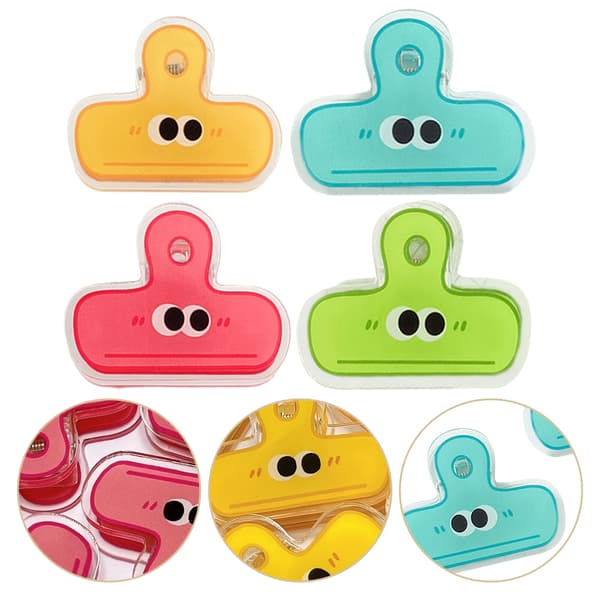 Sæt med 8 søde \"Big Eyes\"-clips | Assorterede farver (orange, blå, grøn, rød)