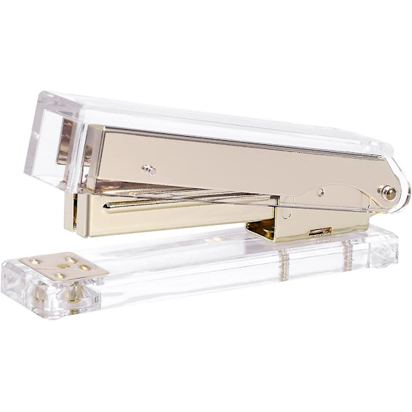 Akryl Guld Skrivebords Hæftemaskine Klassisk Moderne Design Til At Lysne Dit Skrivebord Elegant Kontor Skrivebords Tilbehør (1 stk, Guld)