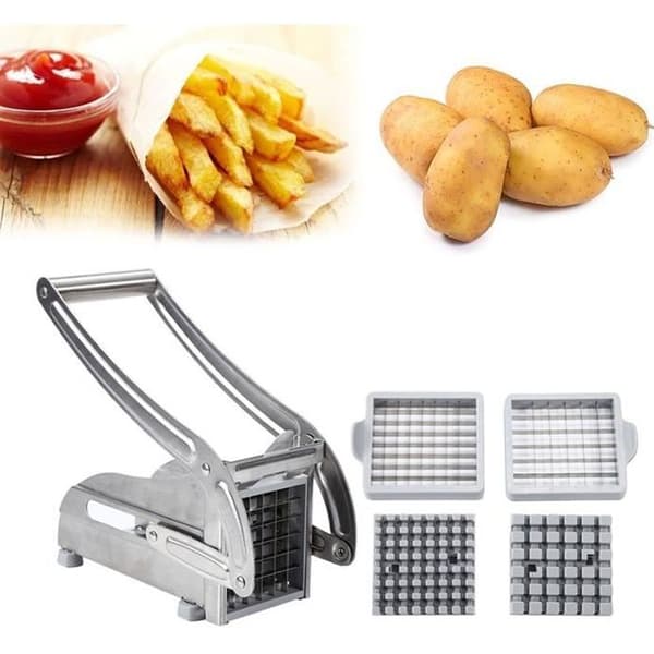 Pommes frites-kutter i rustfritt stål - - - Utskiftbare blader - Enkel å bruke