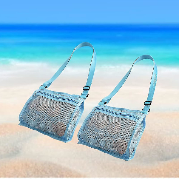 Strandleketøy Mesh Bag Kids Shell Collecting Bag Strand Sandleketøy Totes For Holding Shells Strandleker (2pack)