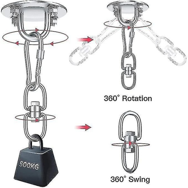 Katon koukku riipputuoli 360 kääntyvä koukku, ruostumaton teräs ulkokäyttöön kiinnike jopa 500 kg kattokiinnitykseen riipputuoli riippumatto lävistys