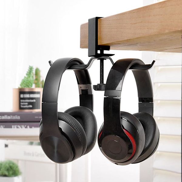 Aluminiumlegering Hörlurar Hållare Headset Vridbar Dubbel Hörlurar Stativ Mount