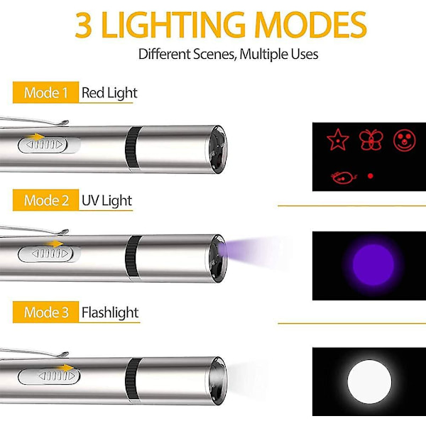 Kattjaktleksaker Interaktiva Jaga Katt Hundleksaker 7 I 1 Multi-mönster Roliga Katt Leksaker Led Ficklampa Med Usb Laddningsbar