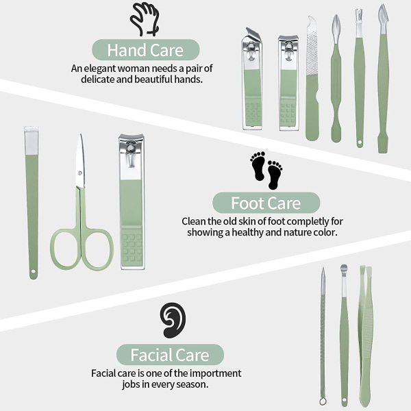 12-osainen manikyyrisarja, ammattimainen kynsileikkurisarja, kynsienhoitotyökalut, ruostumattomasta teräksestä valmistetut kynsileikkurit
