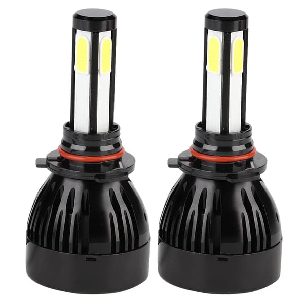 2 stk 9005/H10/HB3 COB LED frontlykter 80W 6000K Hvit 4-sidig frontlykt med kjølevifte