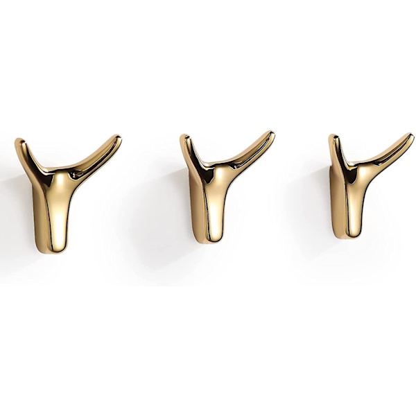 Vægmonterede Frakkekroge, 3 Pakker Vægkroge, Guld Håndklæde Kroge til Badeværelse, Skab, Toilet