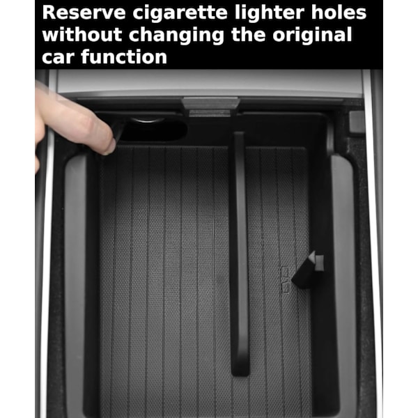 Tesla Model 3 2021-2023 och Y Armrest Center Console Organizer Fack, Förvaringslåda, Kolfibermönstrad, Designad för Tesla Tillbehör - Svart Editio Armrest Center Console Organizer Armrest Center Console Organizer