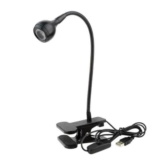 USB-drevet leselampe med klips, 3W, svart