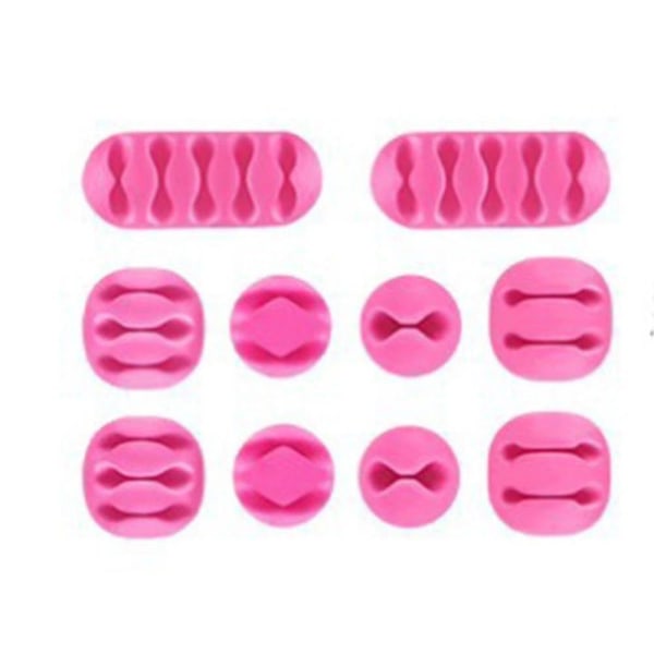 10-pack kabelklämmor, självhäftande sladdhållare, sladdhantering för att organisera kabelkablar (rosa)