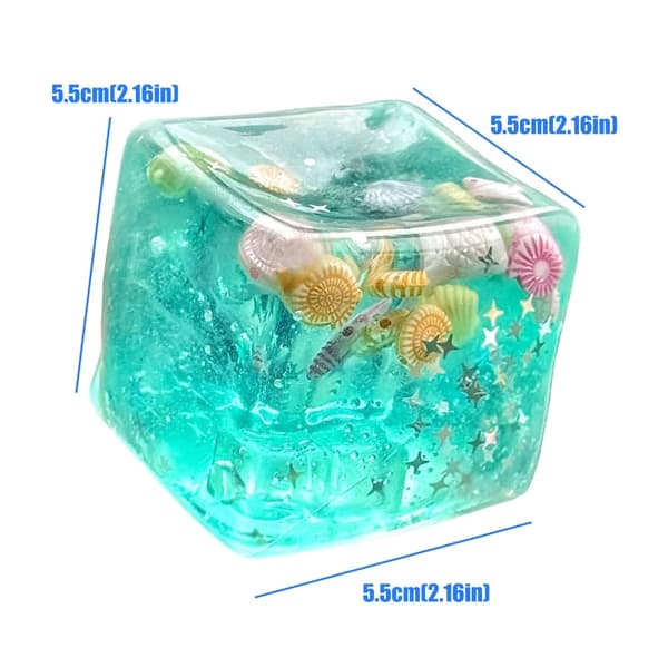 Isbit-stressbollar med snäckskal, långsamt stigande havssquishy-leksaker, mjuka elastiska sensoriska klämbollar för avkoppling, 3-pack Sea blue