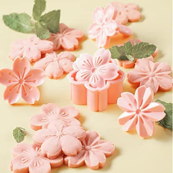 Sakura Biscuit Mold Shaped Press Fancy Tool Inneholder 4 Blomster Pcs