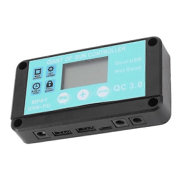 MPPT Solar Charge Controller Multipel Beskyttelse Solar Solar QC3.0 Controller med LCD-skærm (10A)