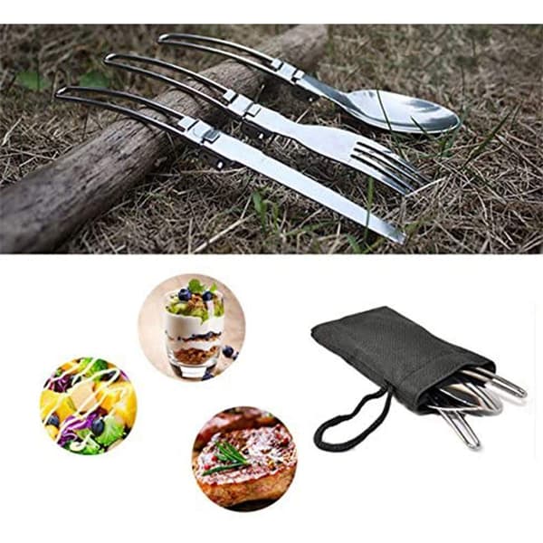Sammenfoldeligt campingbestik (2 stk)