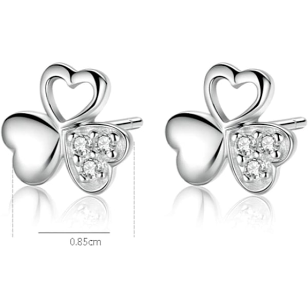 Örhängen 925 Sterling Silver Treklöver Blomma Cubic Zirconia 2 st Örhängeset Flickor Kvinnor Lyckosam Treklöver Klassiska Örhängen Grea Silver