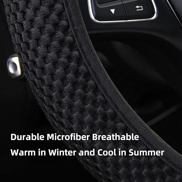 tic Stretch Ratbeskyttelse til Rat, Universal Interiør Tilbehør Ratbetræk til Kvinder og Mænd, Åndbar Mikrofiber Is Silke, Anti-Slip, Black