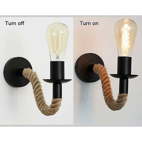 2 pakke vintage hampereb væglamper Industrielle væglamper E27 lamper til entre eller soveværelse, 110/220v (pærer medfølger ikke)