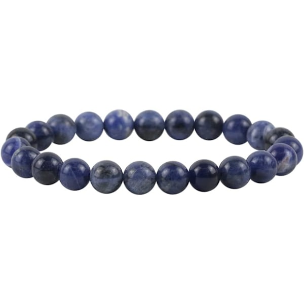 Kristall armband, 8mm Naturstenpärlor Armband, Läkande Kristall Armband för Kvinnor Män Sodalite