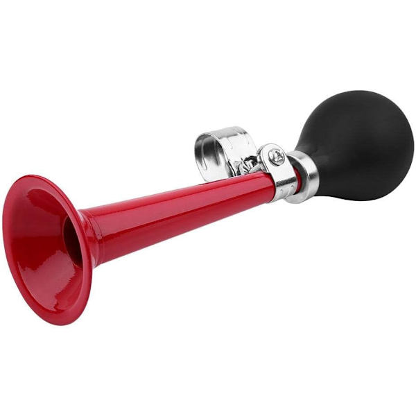 Cykel Luft Horn Cykel Cykling Retro Krom Metall Hooter Hög Bell Bugle Trumpet Alarm Gummi Squeeze Bulb, 8.46 Tum Red 1 Count (Pack of 1)