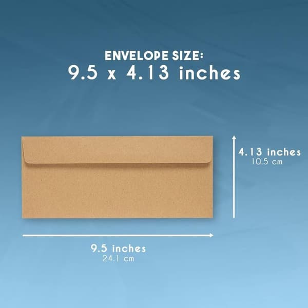 100 stk brune konvolutter - 24,1x10,5 cm selvforseglende sikkerhetskonvolutter for forretninger, post, sjekker og invitasjoner - Kraft 100PCS