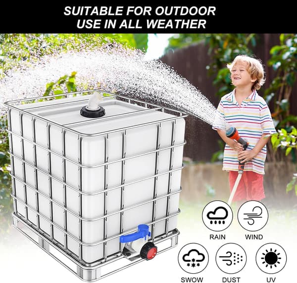 75 mm IBC-tankadapter - DN50, 1000L IBC-adapter, sommerfuglventilbryter for hagevanning