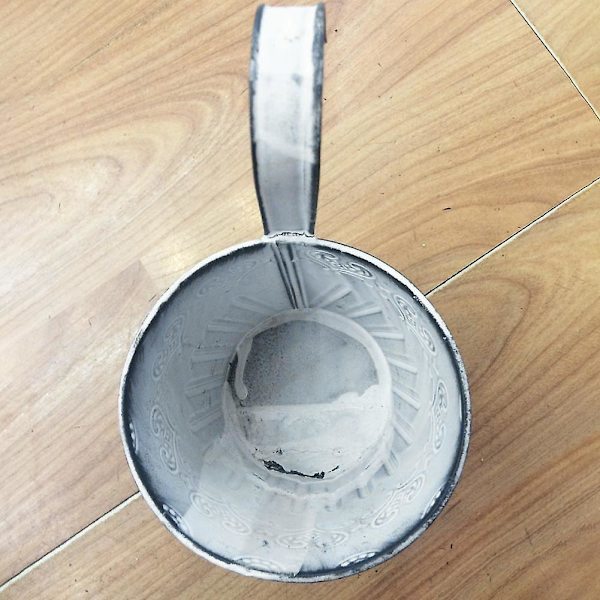 Vintage Blomkruka i Järnplåt med Grön Växtdesign och Hängkrok - Heminredning
