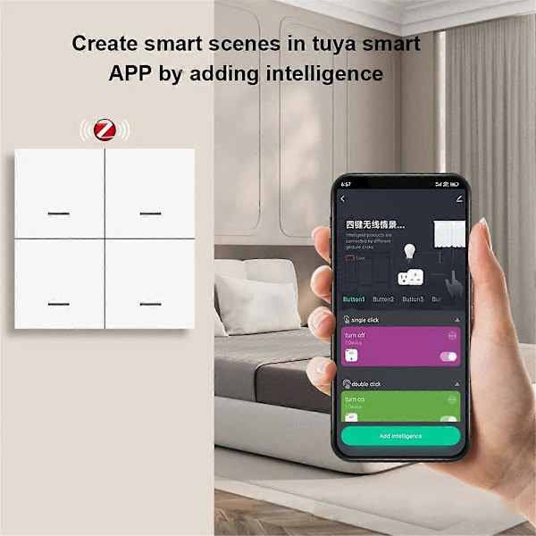 Tuya ZigBee Smart Scene Switch 4-vägs Smart Switch 12 Scene Switch Tryckknappskontroller Stöder Home Assistant