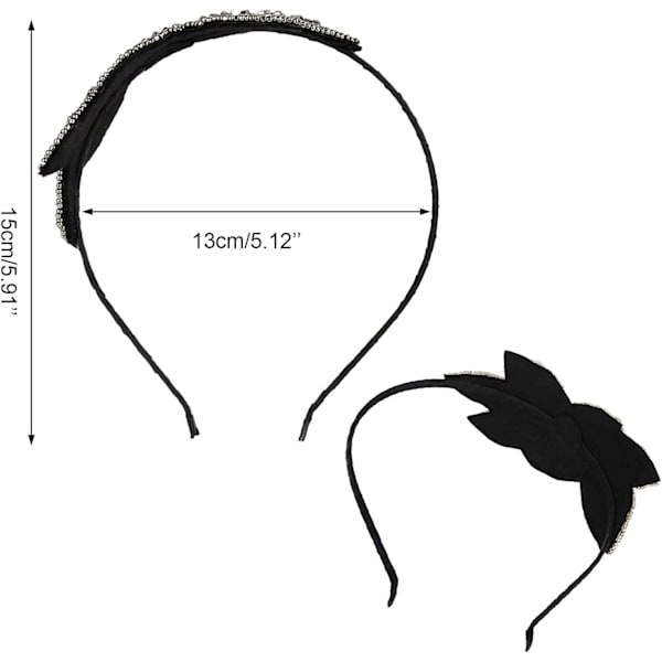 Vintage-hiuspanta, elegantti kristallipanta, 1920-luvun fascinator, paras asuste naisille ja naisille (musta) Black 1 count (Pack of 1)