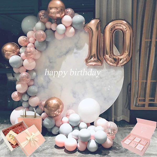 Ballonbue Kit, 170 stk. Macaron DIY Latex Pastel Pink Grå Rosaguld Balloner Garland Dekoration