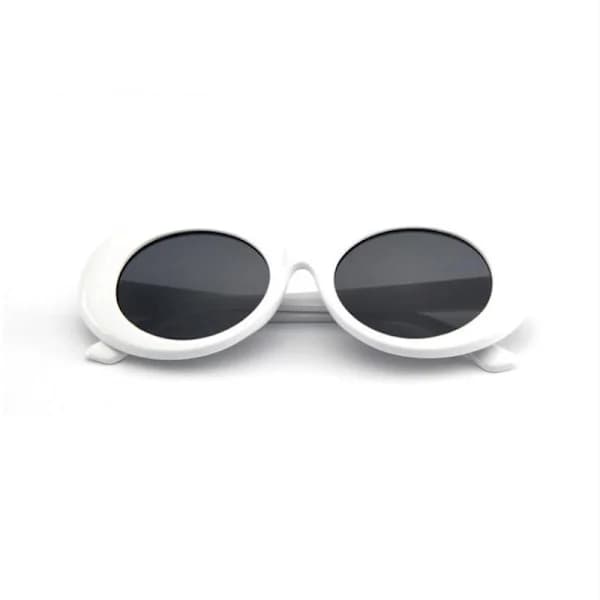 Hvide store runde retro solbriller sort glas hvid hvid