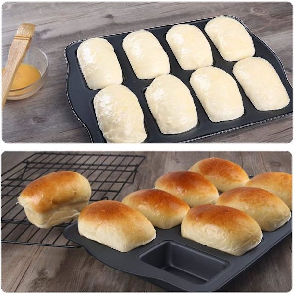 Mini Brødform, 8-roms Non-stick Muffinform, Karbonstål Brownie Bakeware For Ovn Baking - Grå