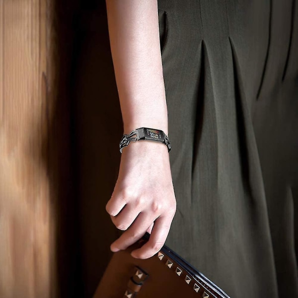 Kompatibel med Fitbit Charge 5 Band för kvinnor, Slim Crystal Bling Glitter Diamond Strass Smycken Kedja Justerbar Metal Sport Armband Armband